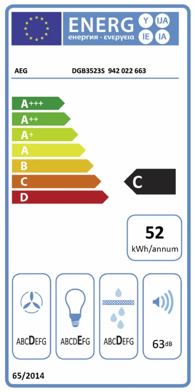 AEG DGB3523S energielabel