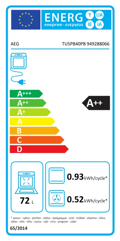 AEG TU5PB40PB (leverbaar 03/26) energielabel