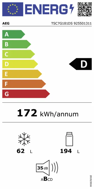 AEG TSC7G181DS energielabel
