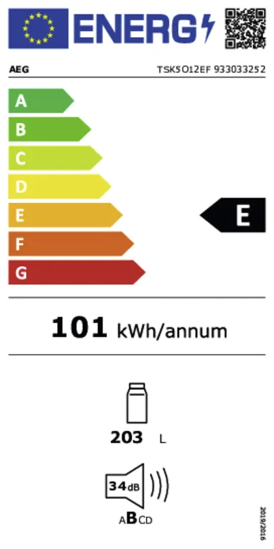 AEG TSK5O12EF energielabel
