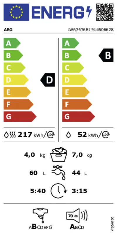 AEG LWR7676BI energielabel