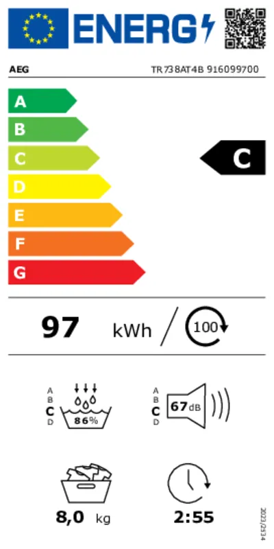 AEG TR738AT4B energielabel