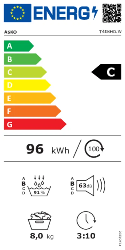 Asko T408HD.W energielabel