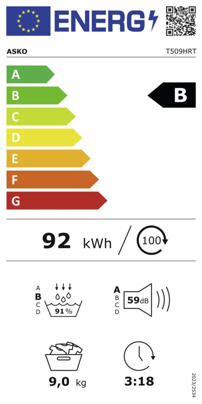 Asko T509HRT energielabel