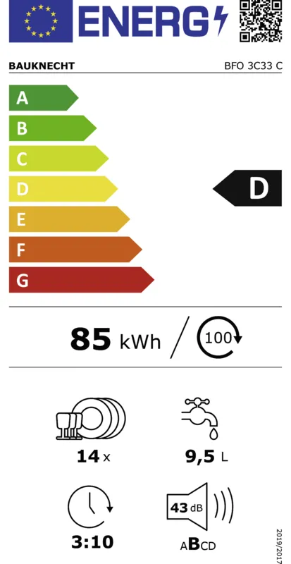 Bauknecht BFO 3C33 C energielabel