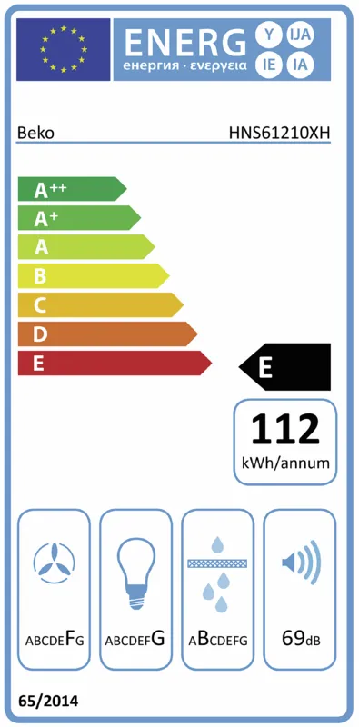 Beko HNS61210XH energielabel