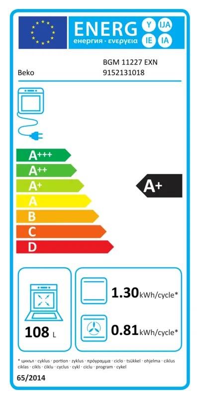 Beko BGM 11227 EXN energielabel