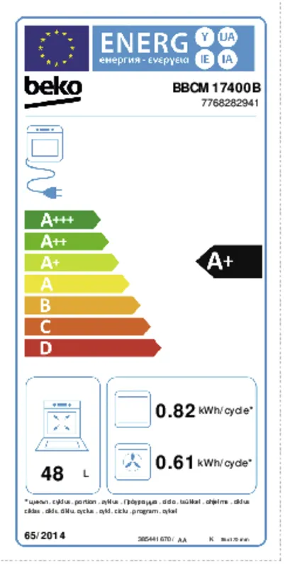 Beko BBCM17400B energielabel