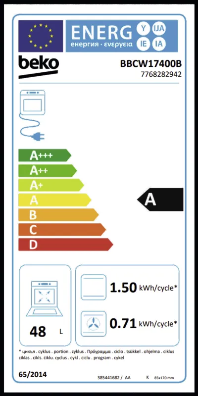 Beko BBCW17400B energielabel