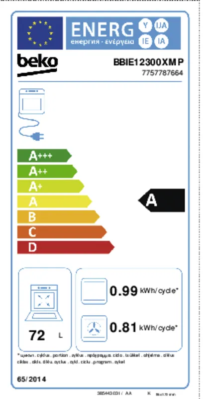 Beko BBIE12300XMP energielabel