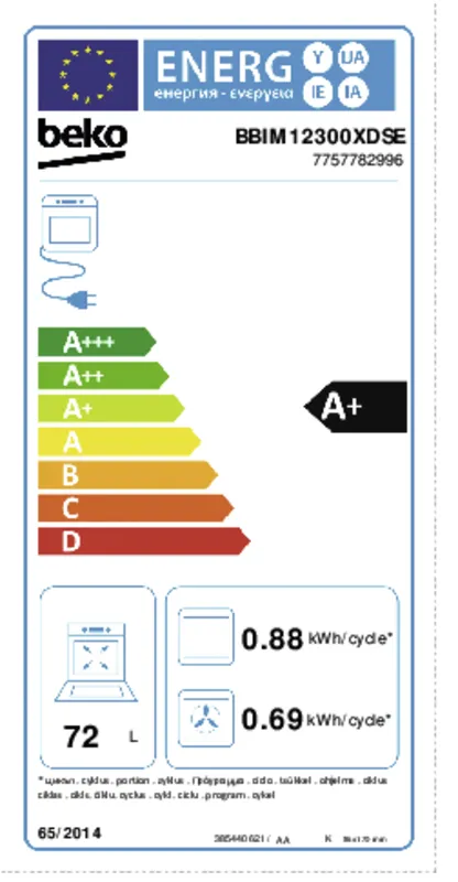 Beko BBIM12300XDSE energielabel