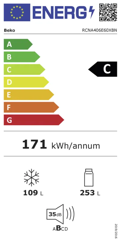 Beko RCNA406E60XBN energielabel