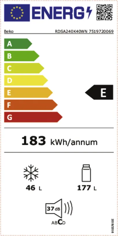 Beko RDSA240K40WN energielabel