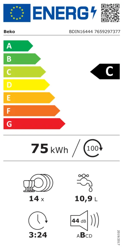 Beko BDIN16444 energielabel