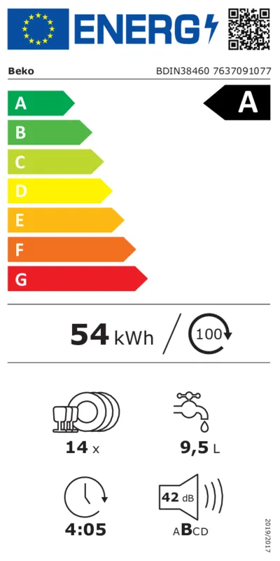 Beko BDIN38460 energielabel