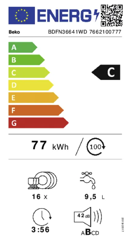 Beko BDFN36641WD energielabel