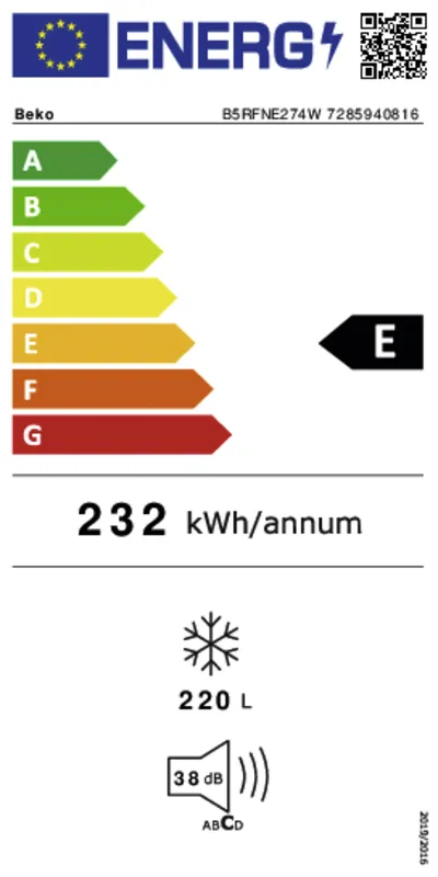 Beko B5RFNE274W energielabel