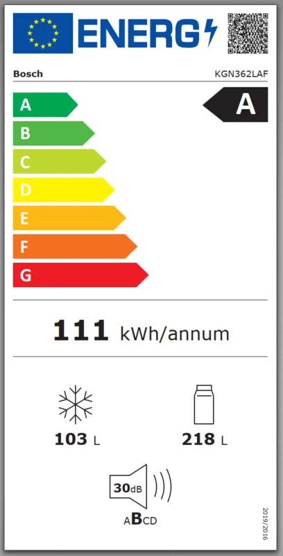 Bosch KGN362LAF energielabel