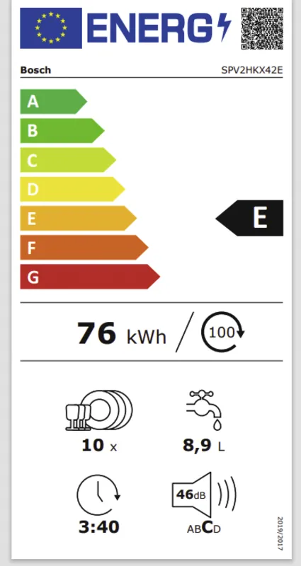 Bosch SPV2HKX42E energielabel