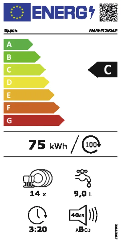 Bosch SMS6ECW04E energielabel