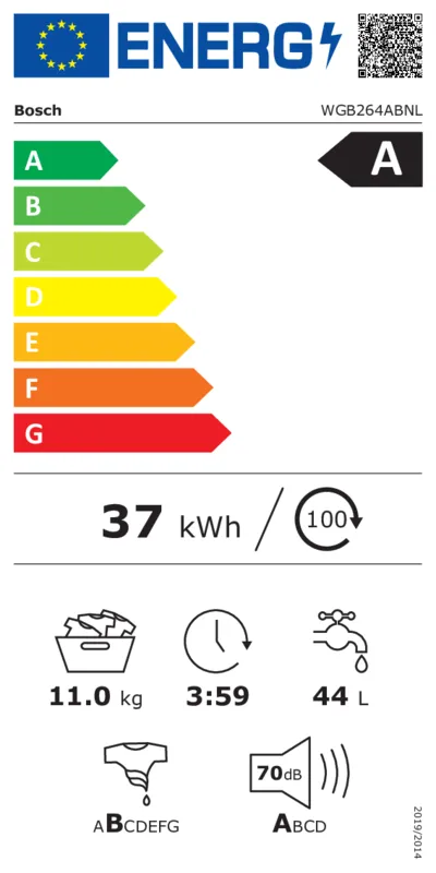 Bosch WGB264ABNL energielabel