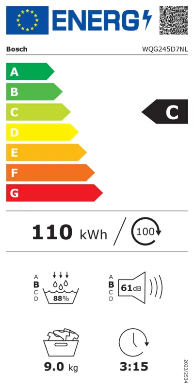 Bosch WQG245D7NL energielabel