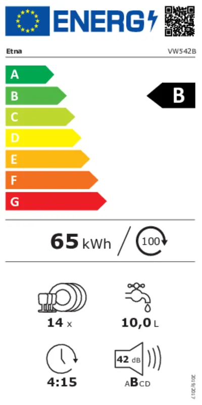 Etna VW542B energielabel