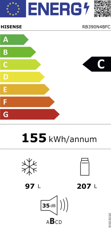 Hisense RB390N4BFC energielabel