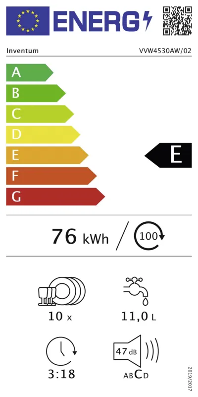Inventum VVW4530AW energielabel