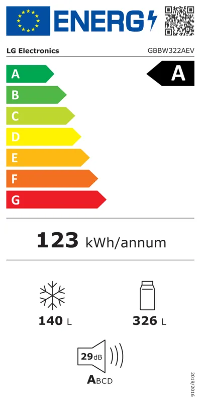 LG GBBW322AEV energielabel