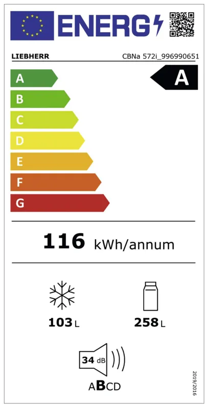 Liebherr CBNa 572i-22 energielabel