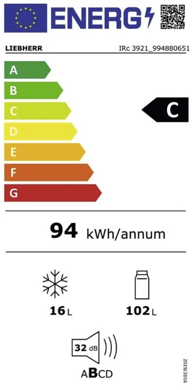 Liebherr IRc 3921-22 energielabel