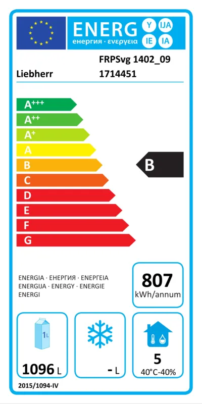 Liebherr FRPSvg 1402/924 energielabel