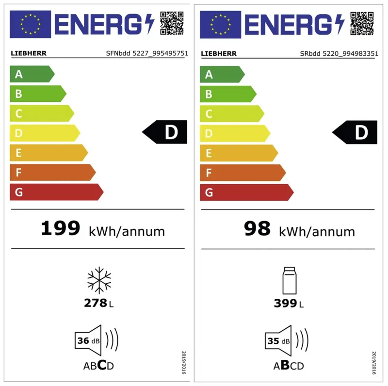 Liebherr XRFbd 5220-22 (SFNbdd 5227-22+SRbdd 5220-22) energielabel
