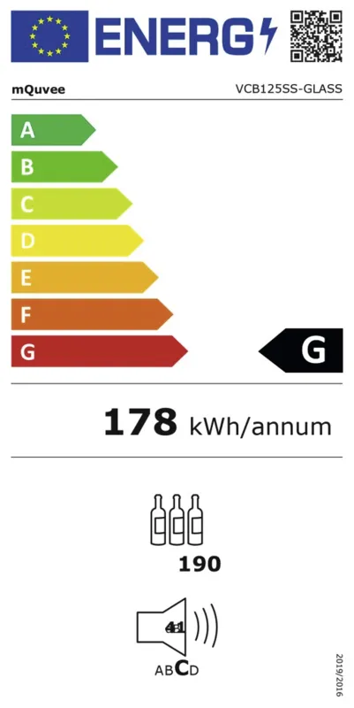 mQuvée Velvet/WineStore 125 energielabel