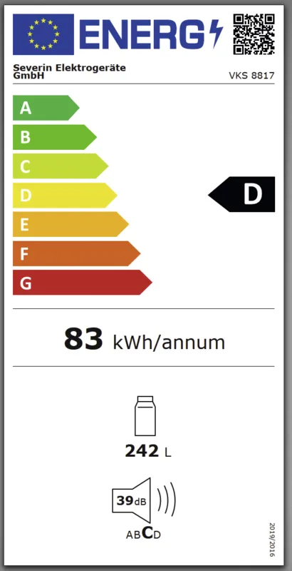 Severin VKS 8817 energielabel