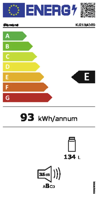 Siemens KU21RADE0 energielabel