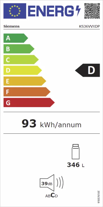 Siemens KS36VVXDP energielabel