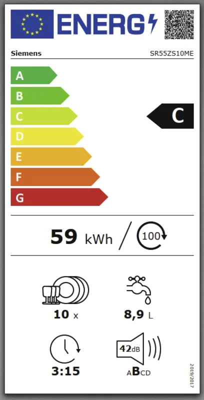 Siemens SR55ZS10ME energielabel