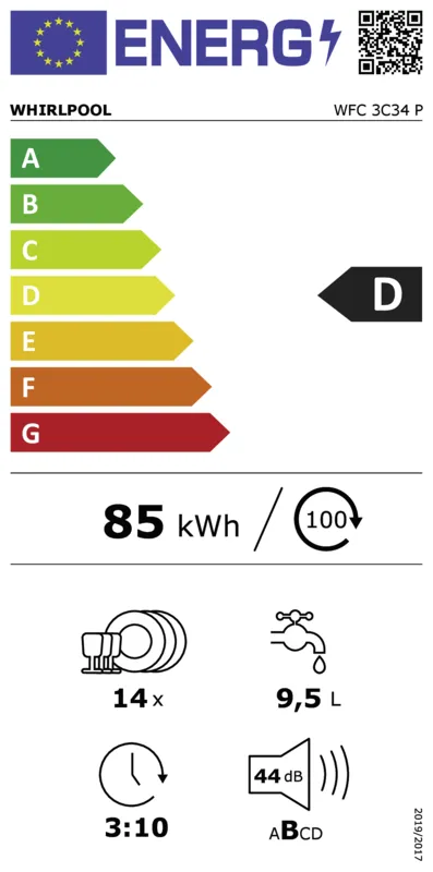 Whirlpool WFC 3C34 P energielabel